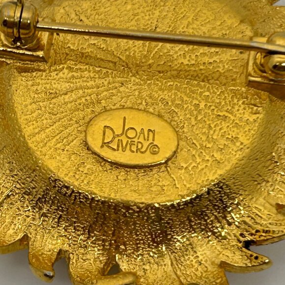 Joan Rivers Sunflower Brooch With Gold Tone Petals Rhinestone Center Vintage - Picture 10 of 16